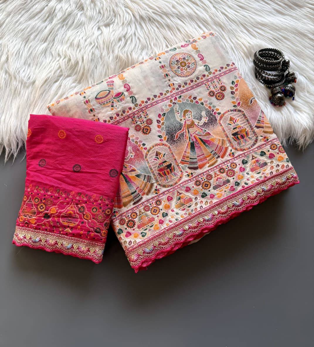 Royal Rajwadi Pashmina Patola Saree – Kashmiri Woven Edition